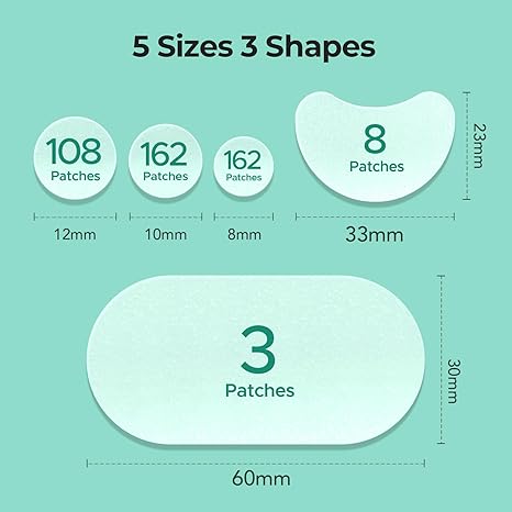 Hydrocolloid Pimple Patches 443 Count | 5 Sizes for Face & Body | Acne Patch for Whiteheads, Zits & Blemishes, All Skin Types