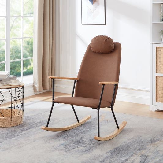 Adjustable Headrest Pillow Rocking Chair,