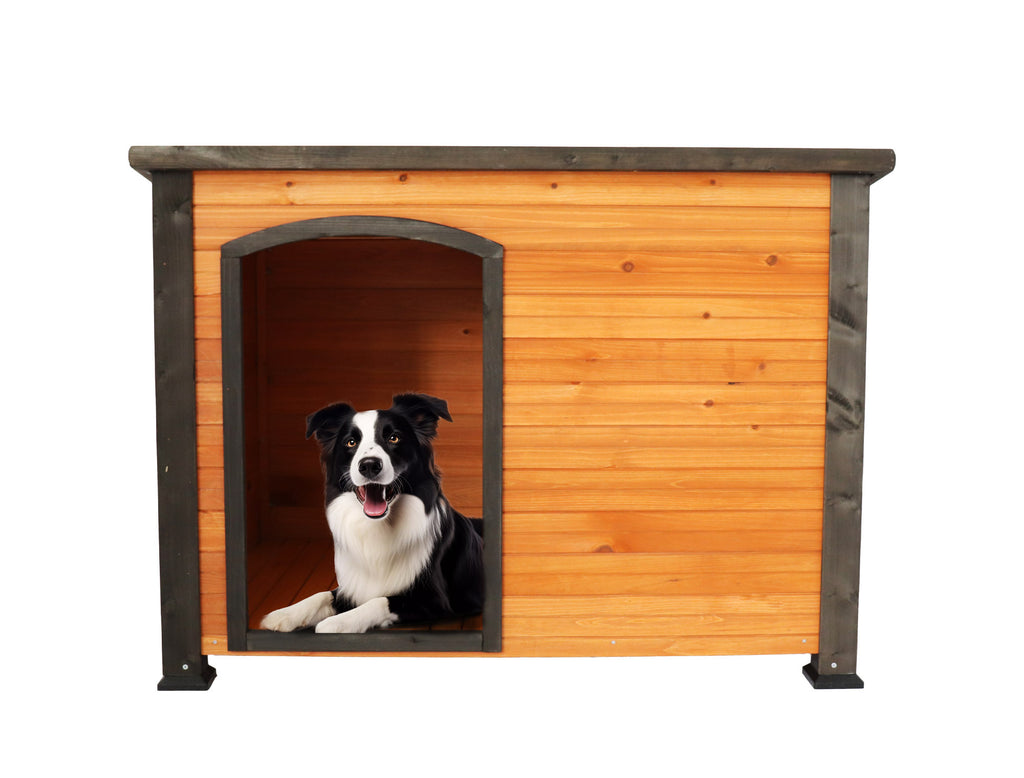 45" Wooden Dog House Outdoor Indoor - Large Dog Kennel with Elevated Feet