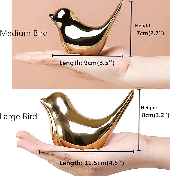 Gold Birds Statues Set - Modern Ceramic Figurines Home Decor