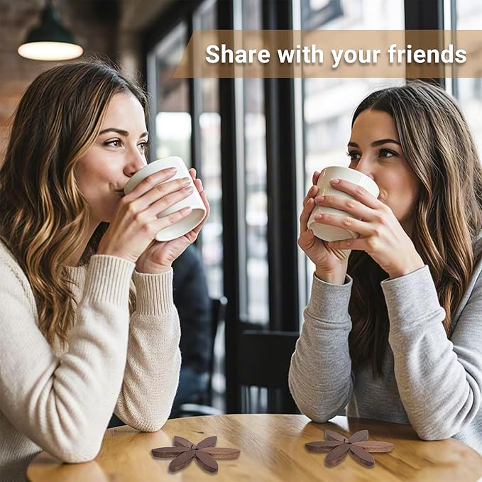 Wooden Tree-Shaped Coasters Set - Natural Sapeli Wood Drink Coasters