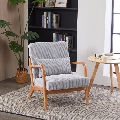 Mid-Century Modern Accent Chair with Pillow - Upholstered Armchair