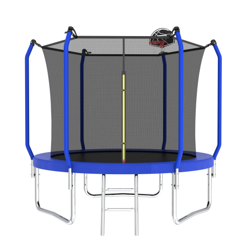 8FT Trampoline with Basketball Hoop - Curved Poles Safety Design