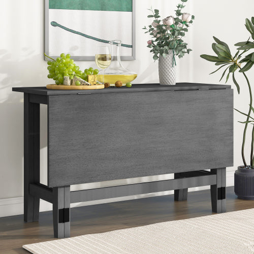 Farmhouse Drop Leaf Dining Table - Extendable Wood Table for Small Spaces & Apartments