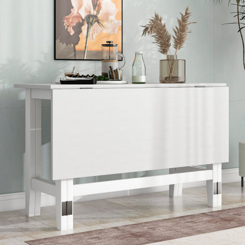 Farmhouse Drop Leaf Dining Table - Extendable Wood Table for Small Spaces & Apartments