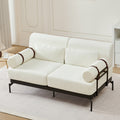 59" Modern Loveseat Sofa with USB Ports & Cylindrical Armrests | 2-Seater Couch for Living Room, Beige