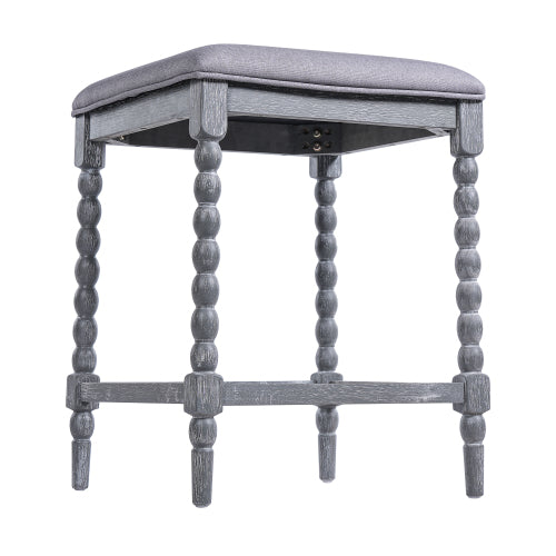 26" Gray Counter Stools Set of 2 | Upholstered Bar Stools with Solid Acacia Wood Frame
