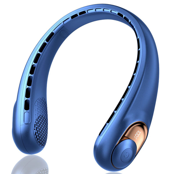 Bladeless Wearable Neck Fan | 4000mAh Battery, 3 Speeds, 360° Hands-Free Cooling | USB Rechargeable Personal Fan for Summer, Black/White/Blue