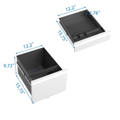 3-Drawer Mobile Filing Cabinet with Lock - Under Desk Storage for Home Office