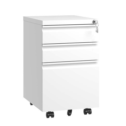 3-Drawer Mobile Filing Cabinet with Lock - Under Desk Storage for Home Office