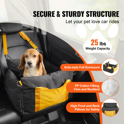 Secure and sturdy dog car seat 25 lbs weight capacity sofa-style full enclosure