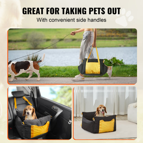 Dog car seat interior view removable washable cover with zipper
