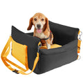 Dog booster car seat black sofa-style with safety belt for small dogs up to 25 lbs