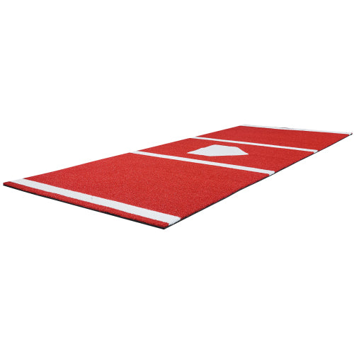 10x3.8 FT Baseball Batting Mat Angled View Red PP Turf with Home Plate White Background