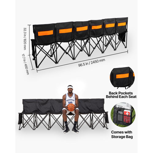 6-Seat Folding Bench Folded Compact State White Background