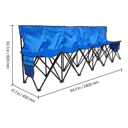 6-Seat Bench Dimensions 94.5x17.7x32.3 inches 2400x450x820mm White Background