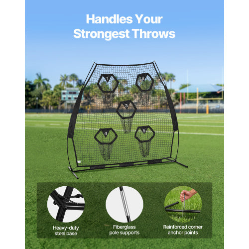 Football Training Net - Handles Your Strongest Throws Steel Base Fiberglass Poles