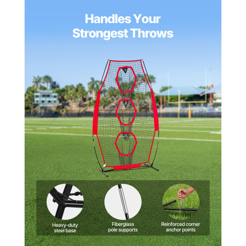 Football Net - Heavy Duty Steel Base Fiberglass Poles Reinforced Anchors