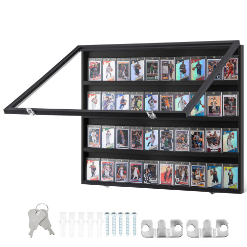 36 Graded Sports Card Display Case - Full Open View with Keys and Hardware