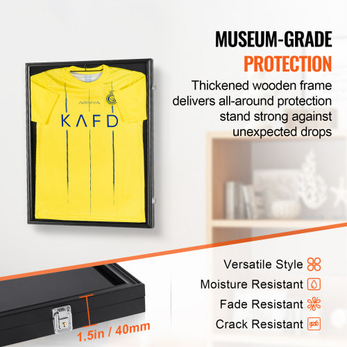 Jersey Display Frame Case Full Product View Matte Black 23.3x31.2x1.5 inches