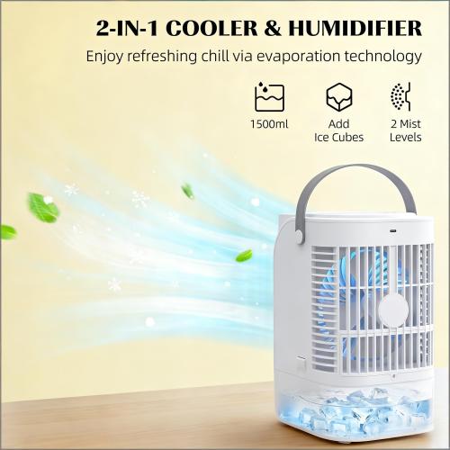 Mini Air Cooler 4-In-1 Portable Air Conditioner with Humidifier & 7-Color LED