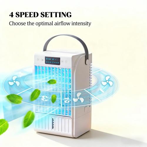 Mini Air Cooler 4-In-1 Portable Air Conditioner with Humidifier & 7-Color LED