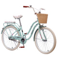 24 inch girls cruiser bike green with wicker basket