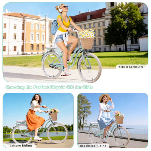 24 inch bike for girls age 10 plus comfortable seat and basket