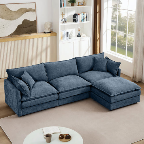 Cloud Modular Sectional Sofa with Ottoman – L-Shaped Chenille Couch