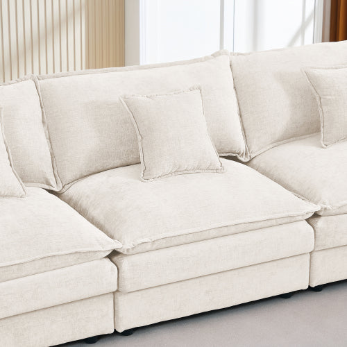 Cloud Modular Sectional Sofa with Ottoman – L-Shaped Chenille Couch