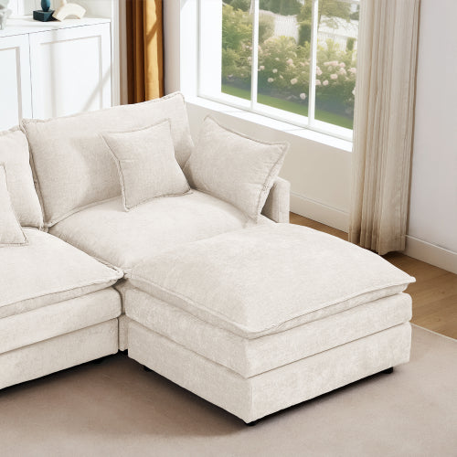 Cloud Modular Sectional Sofa with Ottoman – L-Shaped Chenille Couch