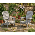 Folding Adirondack Chair Set of 2 | Solid Wood Outdoor Patio Chairs | Backyard, Deck, Fire Pit