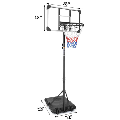 Portable Basketball Goal System with Height Adjustable 5.6 to 7FT, 28 Inch Backboard for Indoor Outdoor Use