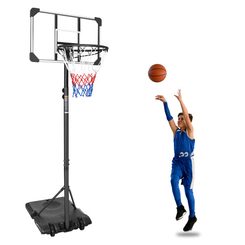 Portable Basketball Goal System with Height Adjustable 5.6 to 7FT, 28 Inch Backboard for Indoor Outdoor Use