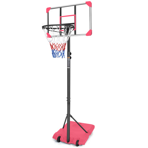 Portable Basketball Goal System with Height Adjustable 5.6 to 7FT, 28 Inch Backboard for Indoor Outdoor Use