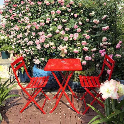 3-Piece Folding Bistro Set - Outdoor Patio Table & Chairs for Balcony & Small Spaces