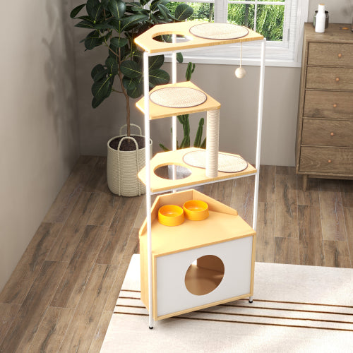 Cat tower dimensions diagram 24.8 x 15.7 x 58.4 inches