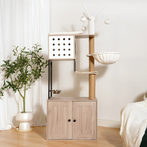 Hidden litter box enclosure with openable cabinet doors maximum size L21.3 W16.5
