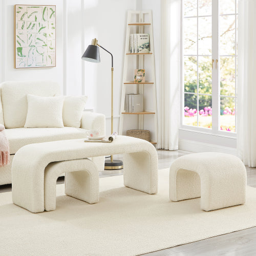 Set of 3 Teddy Ottoman Benches - Modern U-Shaped Entryway & Bedroom Seating (44" + 18")
