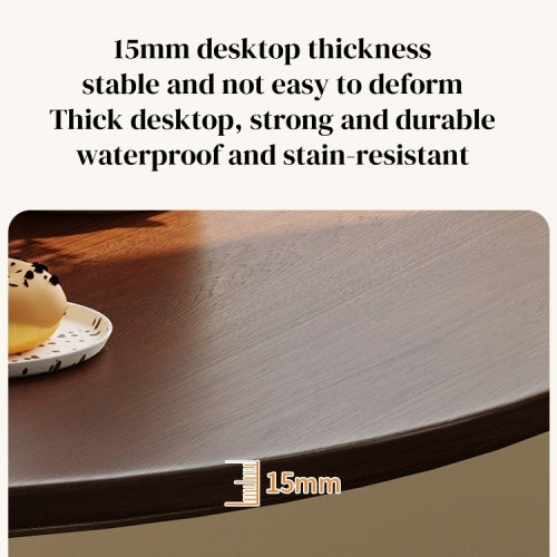Modern Round Dining Table - Walnut Wood Top with Black Pedestal Base | Mid-Century Tulip Style Kitchen Table