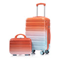 14"/20" 2 pcs/set in PC Spinner Wheel Luggage, Carry on Suitcase, With Gradient Color and Combination Lock(Blue+Red)
