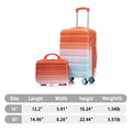 14"/20" 2 pcs/set in PC Spinner Wheel Luggage, Carry on Suitcase, With Gradient Color and Combination Lock(Blue+Red)