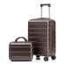 2-Piece ABS Spinner Luggage Set with Cosmetic Case & Combination Lock (Brown)