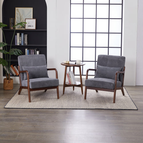Mid-Century Modern Accent Chair with Pillow - Upholstered Armchair