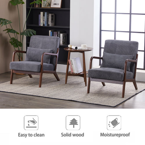 Mid-Century Modern Accent Chair with Pillow - Upholstered Armchair