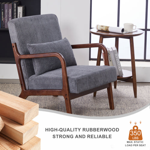 Mid-Century Modern Accent Chair with Pillow - Upholstered Armchair