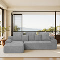 111.2" Modern L-Shaped Sectional Sofa - Grey Chenille Modular Couch