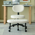White cross legged ergonomic office chair with back support and rolling base