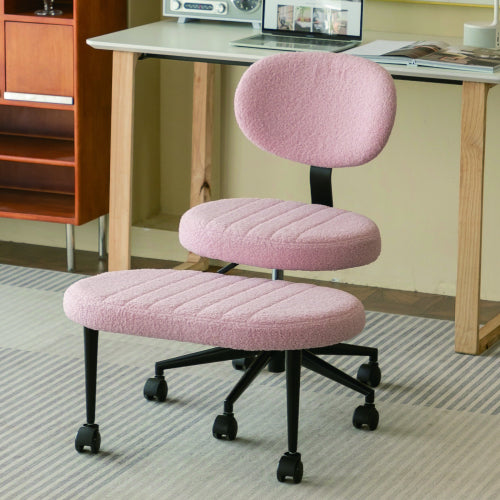 Pink cross legged meditation desk chair with swivel base
