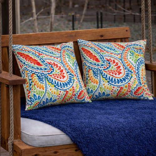 Outdoor Throw Pillows Set of 2 | 18x18 Waterproof & Fade-Resistant Patio Cushions for Garden, Porch & Poolside, Paisley Red
